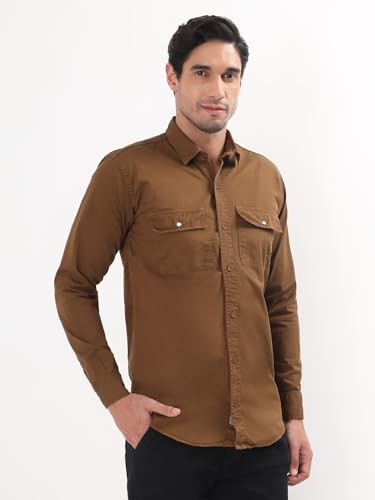 Image of Premium Men Plain Shirt Full Sleeve | Button Down Collar RFD Lightweight Fabric | Regular Fit Casual Wear Shirt with Double Pocket Design