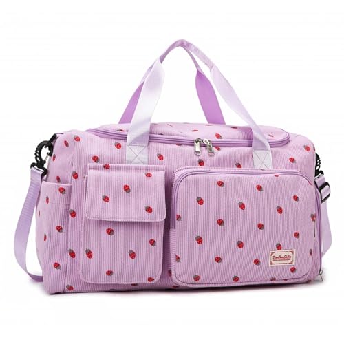 Sporttasche für Damen, Faltbare Reisetasche, Handgepäck, Fitnesstasche, Wochenendtasche mit Schuhfach und Nassfach, 20-35L (Lila) Sporttasche für Damen, Faltbare Reisetasche, Handgepäck, Fitnesstasche, Wochenendtasche mit Schuhfach und Nassfach, 20-35L (Lila)