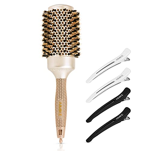 AIMIKE Round Brush for Women Blow Drying, Boar Bristle Round Barrel Brush for Quick Blowout, Nano Thermal Ceramic & Ionic Hair Brush, Roller Hair brush for Blow Drying, Curling, Straightening (2 ")