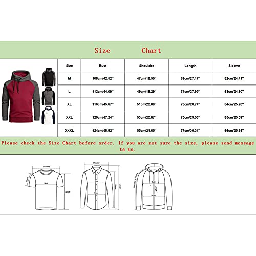 Heavkin Men's Hooded Sweatshirt Color Block Cowl Neck Long Sleeve Hoodies Pullover Tops Gray #TOP2