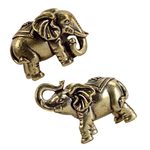 Ornement d'éléphant miniature en laiton massif pour décoration de table de bureau