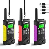 TOKWAK Walkie Talkie para Niños Adultos, 3pcs Walkie Talkies Recargable con Batería, VOX y Linterna, Walkie-Talkie Largo Alcance 3KM, 16 Canales Walky Talky para Exteriores, Camping, Senderismo