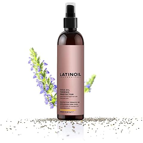 LATINOIL Chia Oil Heat Protectant Spray For Hair - Hair Thermal Protection Shield From Heat - Leave In Conditioner - Anti Frizz Moisturizer (8 Oz) Cover