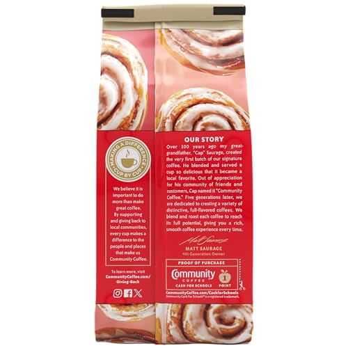 Image of Community Coffee Cinnamon Roll Flavored Ground Coffee, Naturally Flavored, 11 Ounce (Pack of 1)
