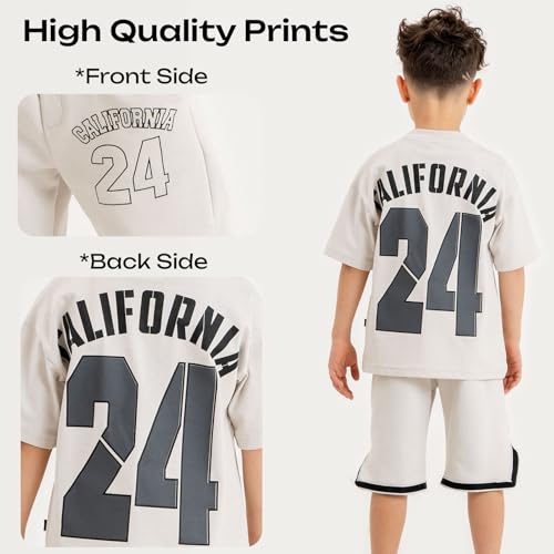 Image of Gold Class Kidswear Boys Summer Outfit Cotton T Shirt Short Trendy California Print Boys Casual Outfits
