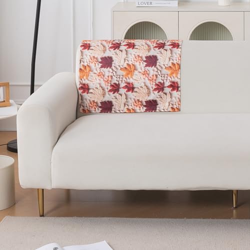 Image of HOKIPO 'Nature Muse' 1 PC Backrest Mat for Sofa Cover | Premium HD Printed Holland Velvet Mat, Autumn Maple (IN-922-L-D1)