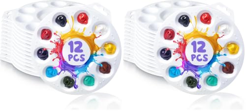 Image of Halobios Paint Tray Palettes, Plastic Paint Pallets with Hanging Hole for Children or Students to Paints on School Project, Art Class or Have a Birthday Painting Party -12pcs (Pack of 2)
