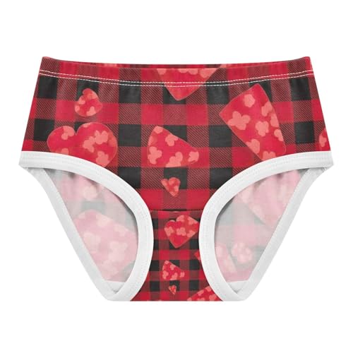 Classic Buffalo Plaid Red Black Toddler Girls Underwear, Underwear for Girls, 2T–8 Years