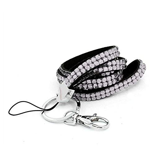 Lanyard Strap Bling Diamante Rhinestone (Breakaway) Lanyards, for ID Card & Key Badge Holder, Phone Cases, USB Holder, Memory Stick Holder, 8 Colours (1Pack, Silver)