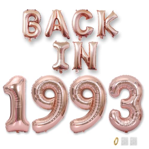Jurxy Decoración de globos de cumpleaños número 32, color oro rosa, letras de papel de aluminio, globos de letras de feliz cumpleaños, suministros de fiesta para hombres y mujeres, accesorios de