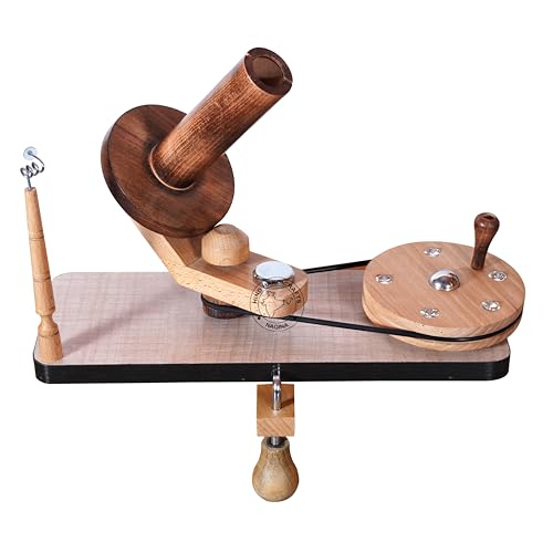 Image of Hind Handicrafts Wooden Yarn Ball Winder for Knitting Crocheting - Handcrafted - Natural Hand Operated - Knitter's Gifts Center Pull Ball Winder