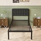 Confort et sécurité dans le design : Lit 90 x 190 avec sommier est doté d'une tête de lit rembourrée recouverte d'un tissu noir capitonné, qui offre un dossier moelleux, et ses bords arrondis permettent de réduire les risques de chocs.