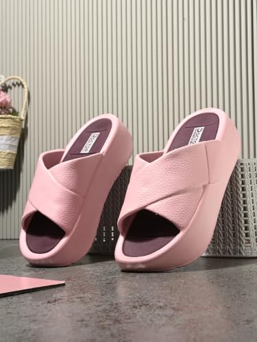 Image of DOCTOR HEALTH SUPER SOFT Women's Orthopedic Cross Strap Slides | Ultra Soft Cushioned Lightweight Slip-On Slippers | Anti-Skid Comfortable Platform Sandals for Everyday Wear