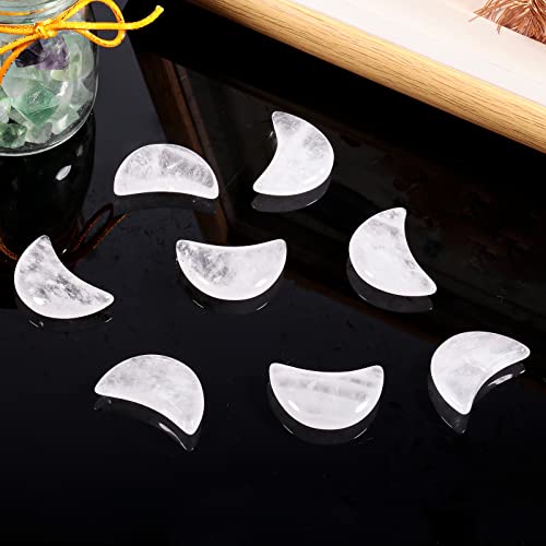 Nupuyai 4pcs Moon Shape Rock Crystal Palm Pocket Worry Stone Set, Polished Reiki Stone for Chakra Healing Jewellery Making Home Decor - Image 3