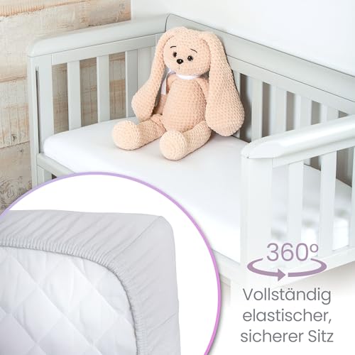 Spannbettlaken Kinderwagen 40x90 Aus 100% Bio-Baumwolle – Waschbar & Ultraweich Grau 2er-Set Spannbettlaken - Für Baby – Ansicht 5