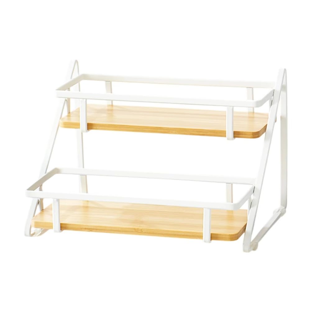 CTRLZS 2 Layer Spice Rack Organizer - Multifunctional Storage for Spices, Condiments & Accessories in Home, Living Room White