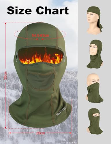 KUTOOK Sturmhaube Fahrrad Motorrad Winter Warm Skimaske Balaclava Gesichtshaube Winddicht Herbst Herren Damen Skimaske für Outdoor Sport Radfahren Snowboarden Ski Grün