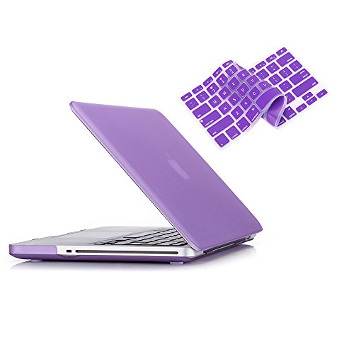 RUBAN Case Compatible with MacBook Pro 13 inch 2012 2011 2010 2009 Release A1278, Plastic Hard Case Shell and Keyboard Cover for Older Version MacBook Pro 13 Inch with CD-ROM - Purple