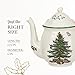 Spode Christmas Tree 32oz Teapot with Peppermint Candy Cane Handle - Earthenware, Festive Holiday Serveware, Brewing Warm Winter Drinks - Beautiful Addition To Your Festive Table