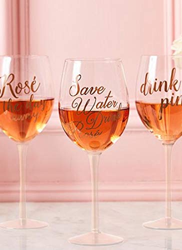 Verre à vin rose personnalisé Drink Pink en cristal design haut de gamme