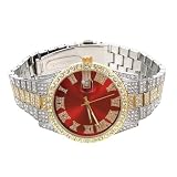 OUNONA Men's Diamond Incrusted Quartz Watch with Stainless Steel Band and Calendar Function, Decorative Analog Wrist Watch Suitable for Business and Casual Wear