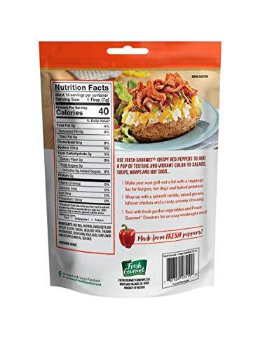 Fresh Gourmet Crispy Red Peppers | 3.5 Ounce, Pack of 6 | Low Carb | Crunchy Snack and Salad Topper