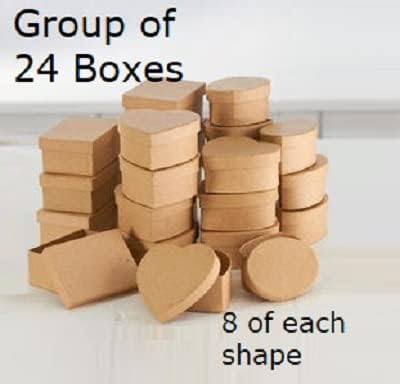 Miniatura 2 de Paper Mache - Cajas pequeñas de formas surtidas, forma de corazón, rectángulo y redonda, cajas de papel pequeñas para regalos, joyas, cajas de hadas