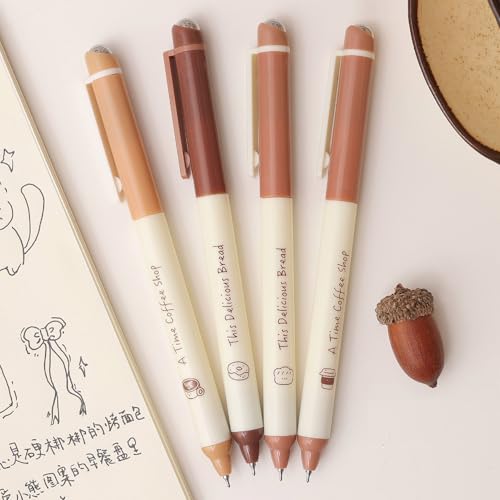 4 bolígrafos de gel con aroma a café y diseño de pan miniatura 2