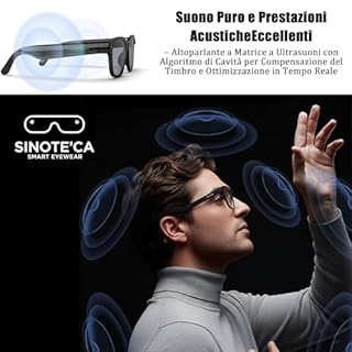 SINOTE'CA AI Smart Glasses con Telecamera 8MP, Occhiali Intelligenti con Lenti Fotocromatiche, Occhiali da Sole Bluetooth, Traduzione in Tempo Reale, Musica Open-Ear, Microfono Dual Noise Reduction
