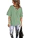 luvamia Women's Casual 3/4 Tiered Bell Sleeve Crewneck Loose Tops Blouses Shirt D Avocado Green Size L