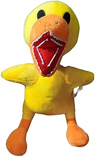 HNIEHEDT Rainbow Friends Plush,11.8in Cute Little Yellow Duck Showing Teeth,Soft Huggable Throw Pillow Rainbow Friends Peripheral Duck Doll