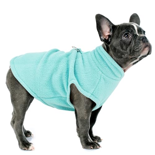 Sleeveless Pullover Fleece Vest for Small Dogs: Cozy Polyester Dog Jacket, Tank Top Sweater with Leash Ring and Armholes, Crisp, Warm, and Easy-to-Wear Design for Everyday Comfort Turquoise S
