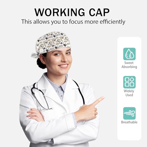 Gorro de trabajo unisex ajustable con banda de sudor 2 pcs miniatura 2