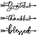 3 Pcs Thankful Grateful Blessed Cutout Sculptures Arrow Signs Rustic Wall Art Ornaments Blessed Thankful Grateful Word Signs Wood Decorative Accent Decors for Farmhouse Kitchen Living Room (Black)