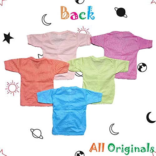 Image of New Born Baby Comfortable Clothes Pack of 5 (Half Sleeve Button) for Baby Boy /Baby Girl (0-6 Months) Clothing Set (No. 4) || All Originals