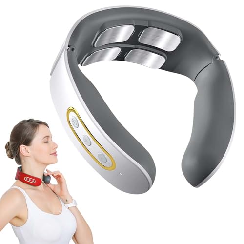 Elektrisches Nackenmassagegerät mit Wärmefunktion 9 Intensitätsstufen 42C Wärmetherapie 11-in-1 Massagegerät für Nacken und Schulter (Weiß)