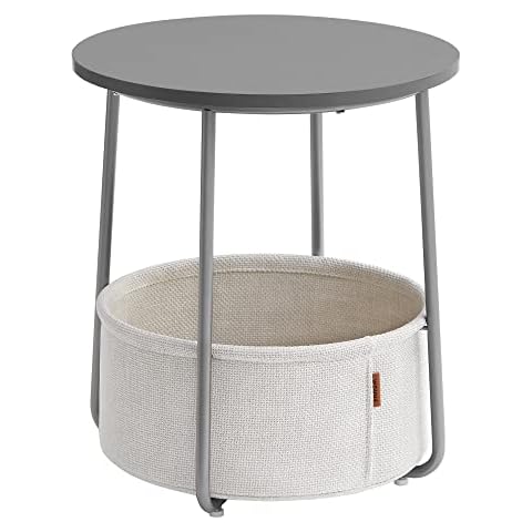 Mesa Auxiliar Redonda VASAGLE con Cesta de Tela LET223G49 Cover