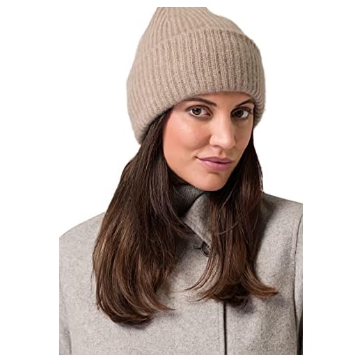 Style & Republic Bonnet pour Femme 100% Cachemire | Chapeau pour Femme Noble en Cachemire Le Plus Fin | Tour de Taille 56cm, Nougat