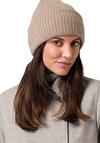 Style Republic Women’s Chunky Knit Beanie, Cashmere Wool, Soft & Stretchy, Warm Hat for Winter (Nougat)