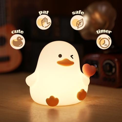 Lámpara de noche para niños con luz de 7 colores y diseño de pato miniatura 6