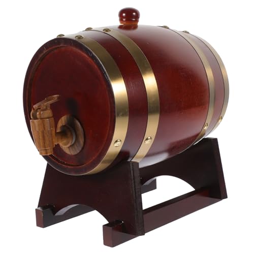 PRETYZOOM 1Set Wooden Red Wine Barrel with Faucet Stand Wine Aging Container for Beer Red Wine Storage Present for Wine Lovers and Enthusiasts