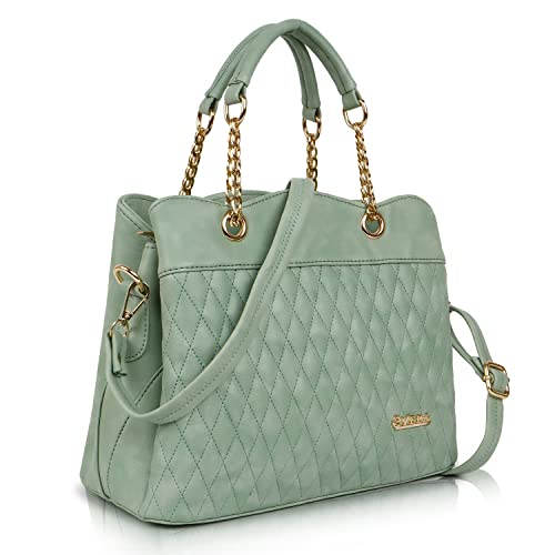 Image of EVEDA Synthetic Vegan Leather Classic Chain Strap Top Handle Handheld Shoulder Crossbody Water Resistant Handbag For Women