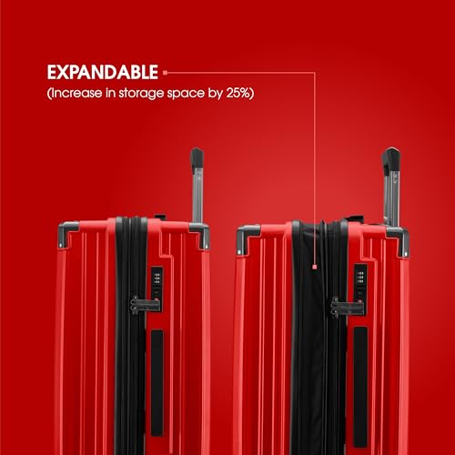 Image of Maleta Nova Cabin and Large Size |20'' and 28''|Hardside,TSA Lock | Trolley Bag Set of 2 | Luggage Suitcase | Travel Bags for Travelling | Trolley Bags for Travel Combo (Red, Set of 2 (Small-Large))