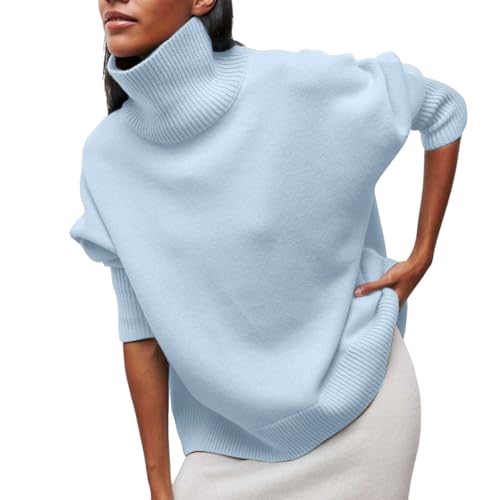 Women's Turtleneck Sweater Chunky Long Sleeve Knitted Pullover Plus Size Casual Trendy 2025 Fall Winter Basic Top2