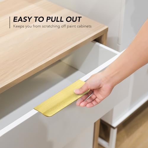 Image of Gold Cabinet Handles Finger Edge Pulls 4.75 Inch CC 12 Pack