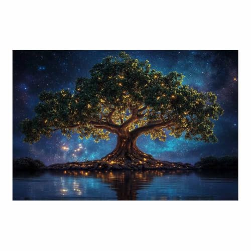 Toile arbre de la vie vert ZAMAEIU 80x120cm sans cadre pour déco