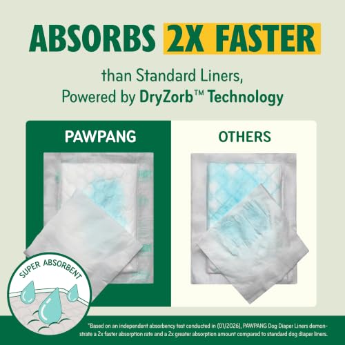 Image of PAWPANG Dog Diaper Liners Trial Pack, Absorbent Inserts, 20ct, X-Large