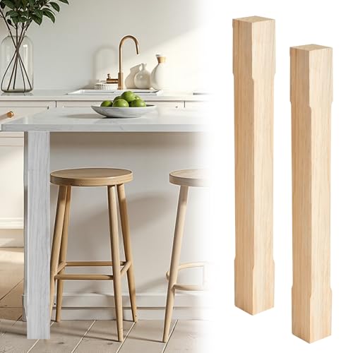 CroBlissful 2 Pcs Unfinished Solid Wood Island Legs, 34 1/2''