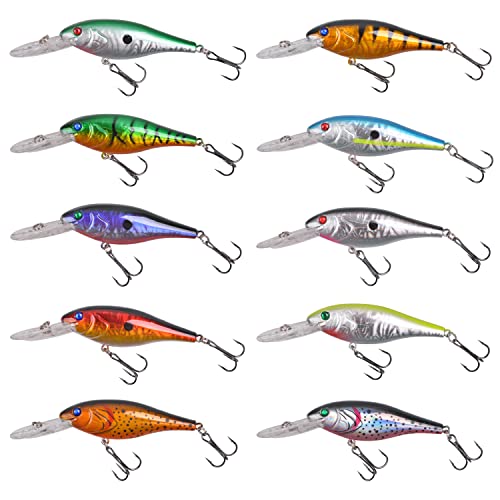 Fishing Lures Hard Bait Minnow Lure with Treble Hook Life-Like Swimbait 3D Fish Eyes Crankbait Fishing Tackle Lure for Bass Trout Walleye Redfish by FUSIGO - Used condition - CA$22.07