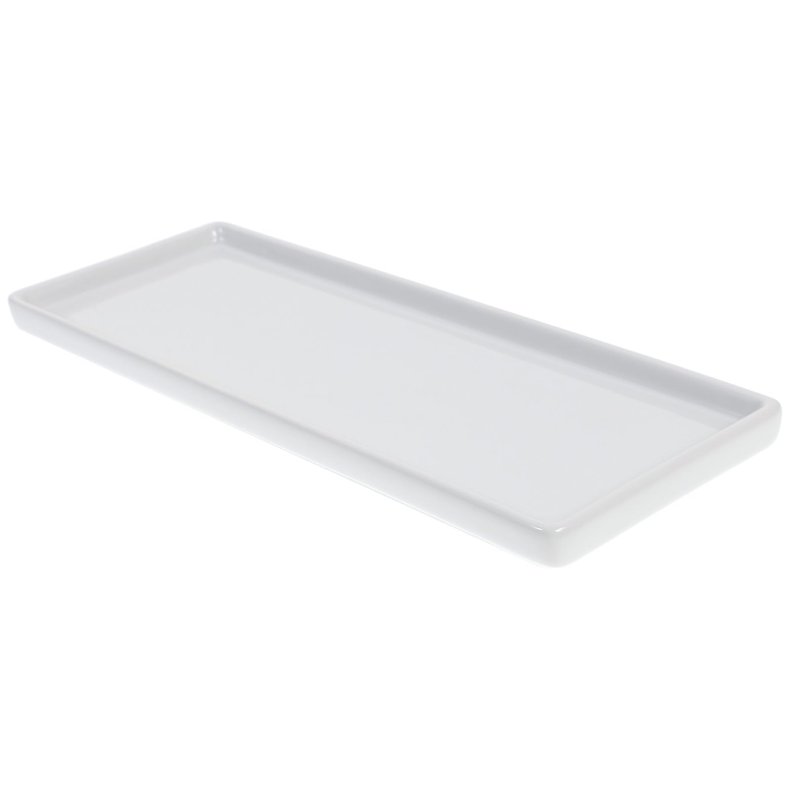 Cabilock Vassoio Portaoggetti in Ceramica Bianca, Vassoio Rettangolare Per Bagno, Organizer Per Profumi E Gioielli, Porta Spazzolini E Sapone, Ideale Per Casa E Hotel